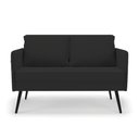 Ver imagem 3 de Kit 01 Namoradeira 02 Lugares e 02 Poltronas Mari Veludo Preto Pés Palito de Ferro - D’Rossi