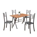 Ver imagem 2 de Conjunto de Mesa Tubular 062 100x60cm Tampo em MDF com 4 Cadeiras Sara Preto/Floral/Mart Prata