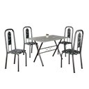Ver imagem 2 de Conjunto de Mesa Tubular 062 100x60cm Tampo em Granito com 4 Cadeiras Lívia Preto/Floral/Mart Prata