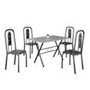Ver imagem 2 de Conjunto de Mesa Tubular 062 100x60cm Tampo em Granito com 4 Cadeiras Lívia Preto/Floral/Mart Prata