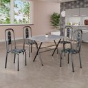Ver imagem 1 de Conjunto de Mesa Tubular 062 100x60cm Tampo em Granito com 4 Cadeiras Lívia Preto/Floral/Mart Prata