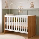 Ver imagem 1 de Berço com Regulagem de Altura 100% MDF Soft Americano Marrom/Amadeirado/Branco