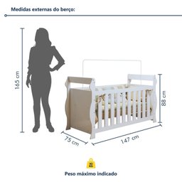 Berço 3 em 1 com Regulagem de Altura 100% Mdf Star - 7