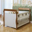 Ver imagem 1 de Berço 3 em 1 com Regulagem de Altura 100% MDF Star Branco/Amadeirado