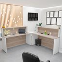 Ver imagem 2 de Balcão Atendimento de Canto em L Recepção Consultório 140x60cm