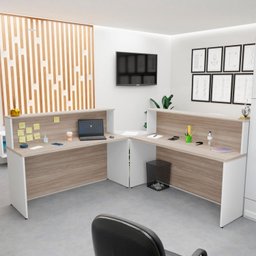 Balcão Atendimento de Canto em L Recepção Consultório 140x60cm - 2