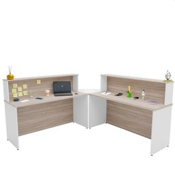 Balcão Atendimento de Canto em L Recepção Consultório 140x60cm - 3