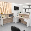 Ver imagem 2 de Balcão Atendimento de Canto para Recepção 2 Gavetas