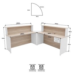 Balcão Atendimento de Canto para Recepção 2 Gavetas - 5