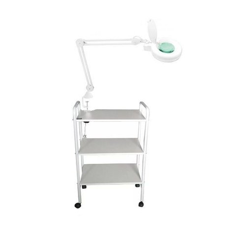 Carrinho Auxiliar 03 Tampos Luminária com Lupa de Led Fiscomed