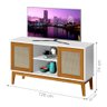 Conjunto Rack para TV e Balcão Palha Sintética Branco Madeira - 2