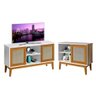 Conjunto Rack para TV e Balcão Palha Sintética Branco Madeira - 1