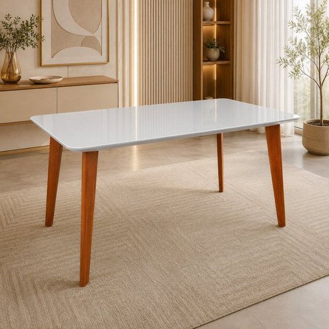 Mesa 4 Lugares em Madeira Maciça com Tampo Off White Verona Espresso Móveis