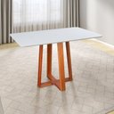 Ver imagem 1 de Mesa Sala de Jantar 4 Lugares Madeira Maciça Itália Espresso Móveis Marrom/Champagnhe/Off White