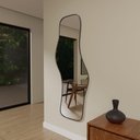 Ver imagem 1 de Espelho Orgânico 115cm X 60cm E21 Moldura Couro Preto Luxo Quarto
