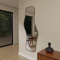 Espelho Orgânico 115cm X 60cm E21 Moldura Couro Preto Luxo Quarto - 1