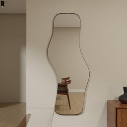 Espelho Orgânico 115cm X 60cm E21 Moldura Couro Preto Luxo Quarto - 3