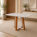 Ver imagem 1 de Mesa de Jantar 4 Lugares em Madeira Maciça com Tampo Off White Viena Espresso Móveis