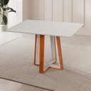 Ver imagem 1 de Mesa Sala de Jantar 4 Lugares Madeira Maciça Viena Espresso Móveis Marrom/Off White