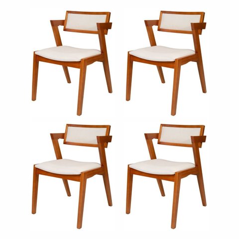 Kit 4 Cadeiras Madeira Maciça e Estofada Ímola Authentic Espresso Móveis 