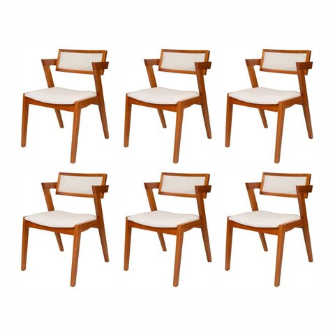 Kit 6 Cadeiras Madeira Maciça e Estofada Ímola Authentic Espresso Móveis 
