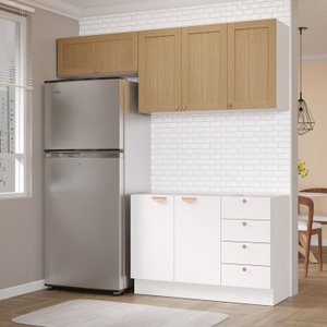 Cozinha Modulada 3 Peças 2 Aéreos 1 Balcão Arizona Cabecasa Madeiramadeira