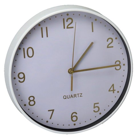 Relógio Decorativo de Plástico Branco 30x30x4cm Parede Mesa Decoração Sala