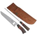 Ver imagem 1 de Conjunto Faca Abridor e Chaira 10' Churrasco Artesanal Cabo Madeira Imbuia Aço Inox Tradicional