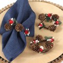 Ver imagem 3 de Porta Guardanapos Kit com 4 Argolas para Guardanapo Guirlanda de Natal Mesa Posta Natalina - Marrom