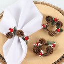 Ver imagem 2 de Porta Guardanapos Kit com 4 Argolas para Guardanapo Guirlanda de Natal Mesa Posta Natalina - Marrom