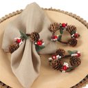 Ver imagem 4 de Porta Guardanapos Kit com 4 Argolas para Guardanapo Guirlanda de Natal Mesa Posta Natalina - Marrom
