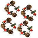 Ver imagem 1 de Porta Guardanapos Kit com 4 Argolas para Guardanapo Guirlanda de Natal Mesa Posta Natalina - Marrom