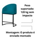 Ver imagem 4 de Kit 02 Banco Banqueta Poltrona Mia Base Metal Preta Suede Cor:turquesa