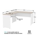 Ver imagem 5 de Escrivaninha Mesa Escritório em L Tampo 120cm Carvalho e Branco Bege