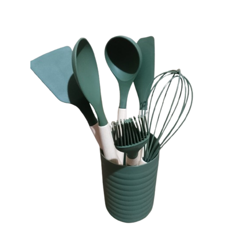 Ultensilios de Cozinha de Silicone Kit Silicone Utensílios 7peças Cor:verde