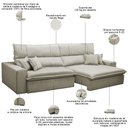 Ver imagem 3 de Sofá Retrátil Reclinável para Sala 3 Lugares 230cm Aisha F04 Veludo Bege - Lyam Decor