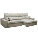 Ver imagem 1 de Sofá Retrátil Reclinável para Sala 3 Lugares 230cm Aisha F04 Veludo Bege - Lyam Decor