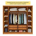 Ver imagem 5 de Quarto Casal Completo Guarda-Roupa 6 Portas e Cômoda 4 Gavetas Ripado Nova York e Cama Queen Mônaco Bege/Cinamomo