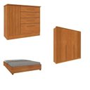 Ver imagem 1 de Quarto Casal Completo Guarda-Roupa 6 Portas e Cômoda 4 Gavetas Ripado Nova York e Cama Queen Mônaco Bege/Cinamomo