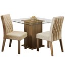 Ver imagem 2 de Conjunto Sala de Jantar Madesa Cassia Mesa Tampo de Vidro com 2 Cadeiras Rustic/Imperial Cor:Rustic/
