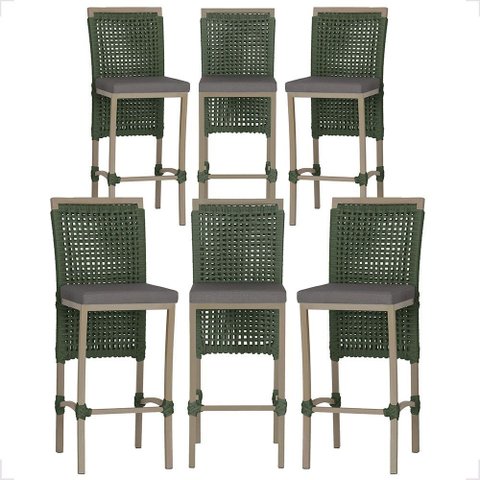 6 Banqueta em Alumínio Roma Fendi Corda Náutica Tecido 11