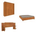Ver imagem 1 de Quarto Casal Guarda-roupa 6 Portas Ripado Nova York e Cama Box Casal Mônaco com Cabeceira Ajustável