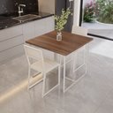 Ver imagem 1 de Conjunto Mesa de Jantar Quadrada Imbuia 2 Cadeiras Estofado Riviera Industrial Don Castro Dec