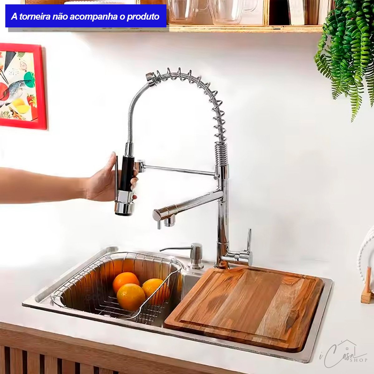 Cuba Gourmet Retangular com Acessórios em Aço Inox Escovado 60x42x21,5cm - 3