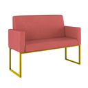 Ver imagem 2 de Kit Sofá 2 Lugares + 2 Poltronas Recepção Sala Base Dourada Cor:rosa
