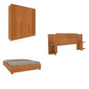 Ver imagem 1 de Quarto Casal Guarda-Roupa 6 Portas Ripado Nova York e Cama Box Queen Mônaco com Cabeceira Ajustável Bege/Cinamomo