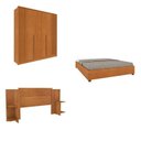 Ver imagem 1 de Quarto Casal Guarda-roupa 6 Portas Ripado Nova York e Cama Box Queen Mônaco com Cabeceira Ajustável
