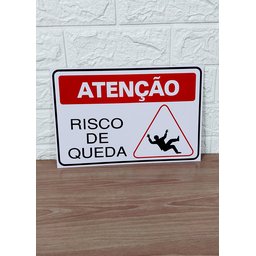 Placa de Sinalização Atenção Risco de Queda 20 X 30 Cm - 3