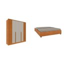 Ver imagem 1 de Quarto Casal Guarda-Roupa 6 Portas Ripado Nova York e Cama Box Queen Mônaco com Cabeceira Ajustável Bege/Cinamomo/Off White