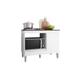 Balcão Multiuso Cooktop Carla P/ 4 ou 5 Bocas e Forno/microondas Ajl Móveis - Branco - 2